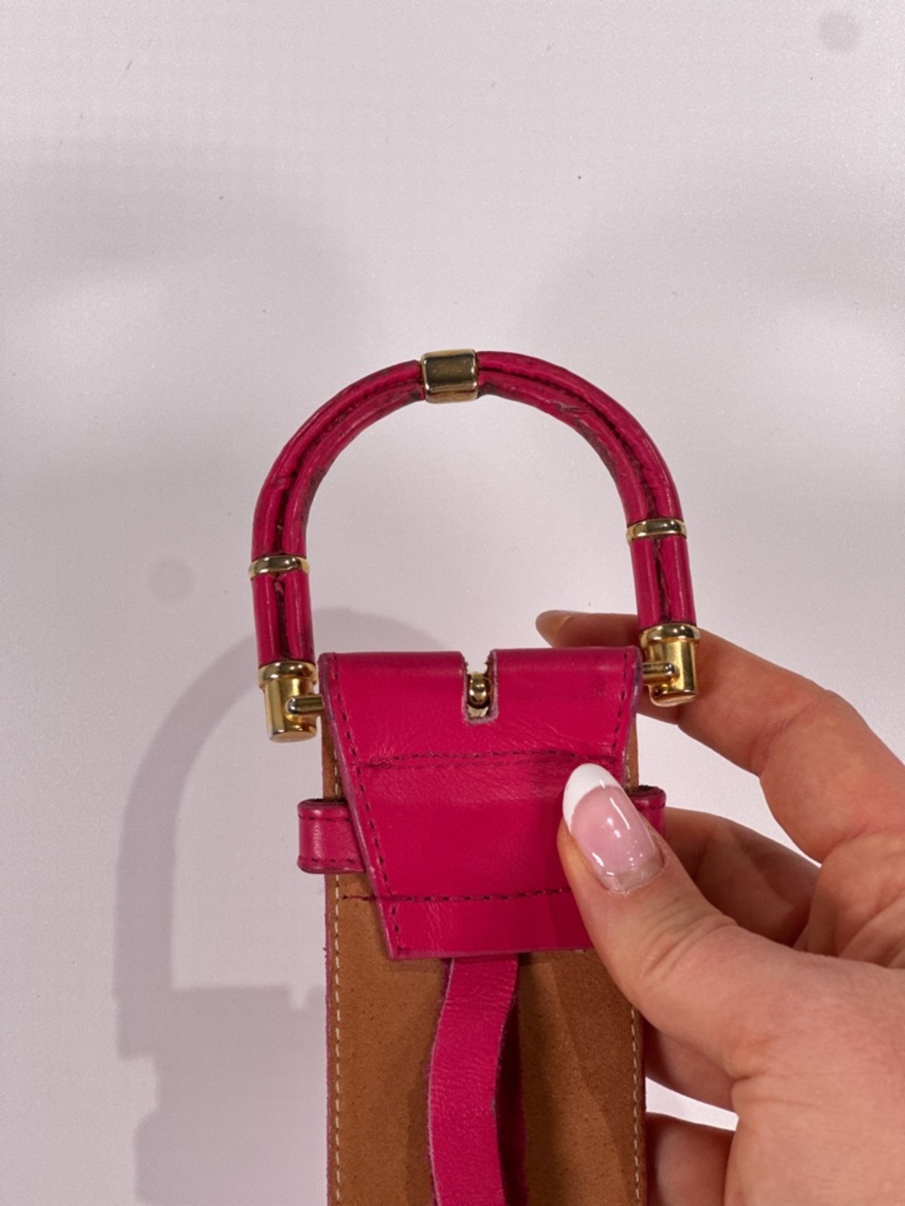 Ginnie Johansen Pink Leather Architectural Buckle Belt S - Picture 5 of 12